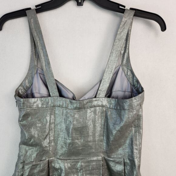 Cynthia Cynthia Steffe Silver 100% Linen Fit and Flare Cocktail Dress, Size 0 - Picture 11 of 16